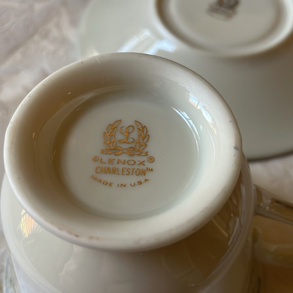 Lenox china Tea Cup & Saucer set Charleston Pattern Made in USA 1980-1989 - Picture 6 of 10